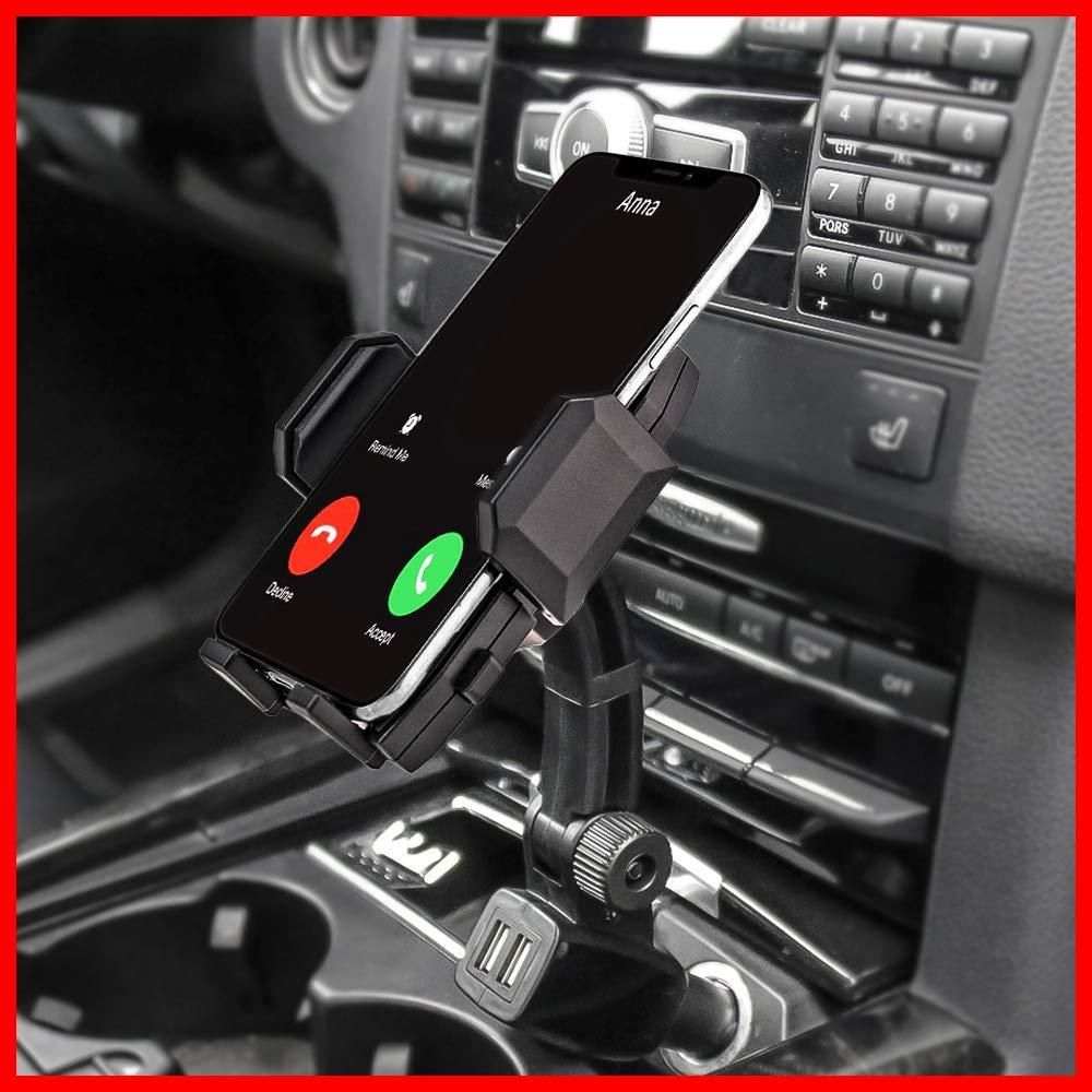 【人気商品】デュアルUSBポー携帯カーマウント ３６０度回転スマートフォンホルダー 急速充電車載ホルダー 対応機種：３.５-６.８インチスマホ