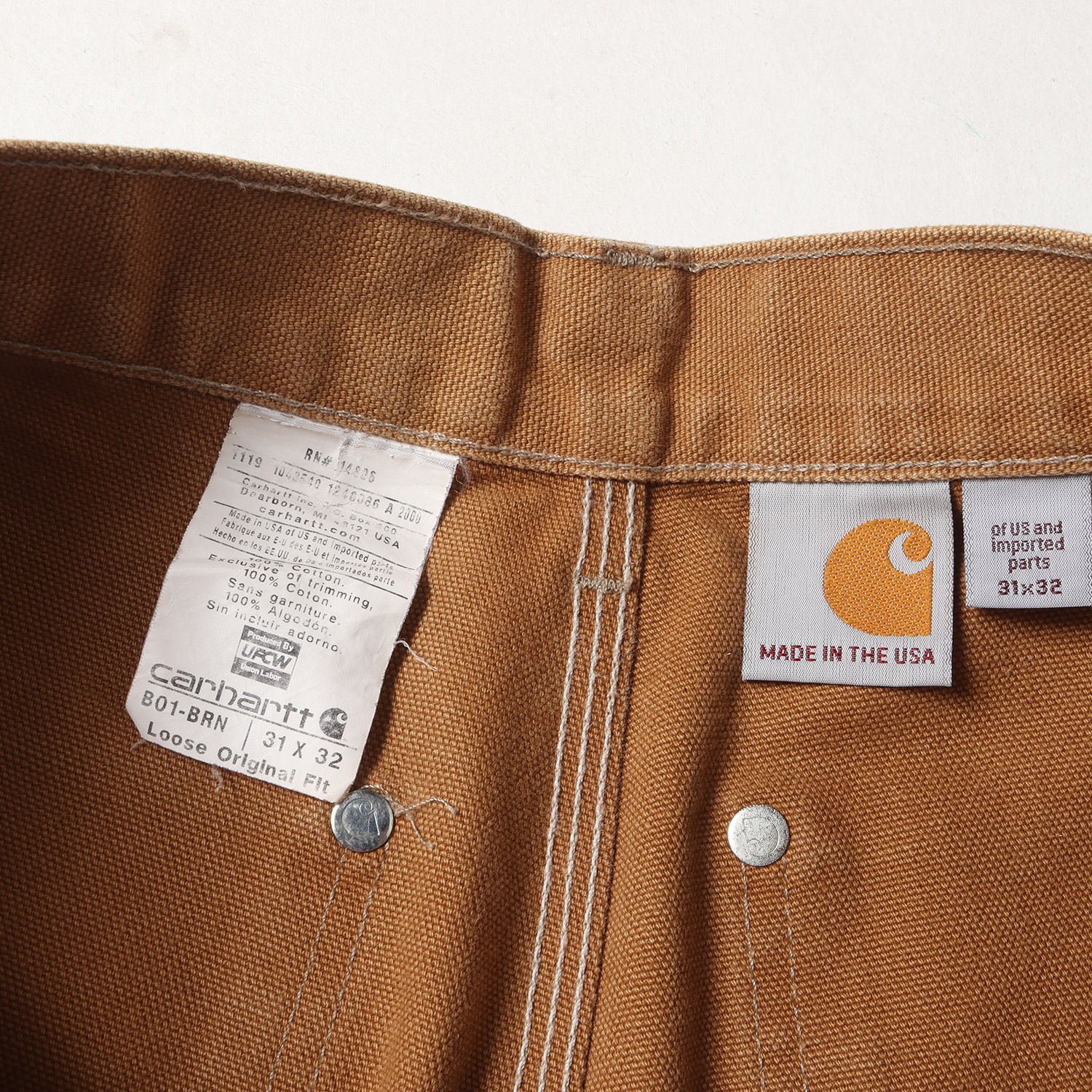 カーハート　ダブルニーパンツ　ブラウン　アメリカ製　31✖️32 USA製 カーハート ダブルニー ダックペインターパンツ ブラウン 表記