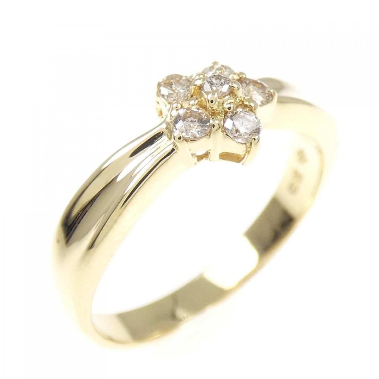 K18YG フラワー ダイヤモンド リング 0.15CT
