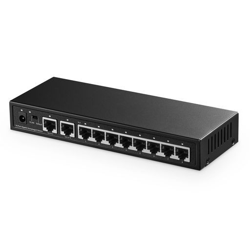 お買い得，本物保証 Binardat10ポートギガビットイーサネットスイッチ8ポート100/1000Mbps2ギガビットアップリンクVlan対応メタルケース非マネージドプラグアンドプレイ スイッチングハブ