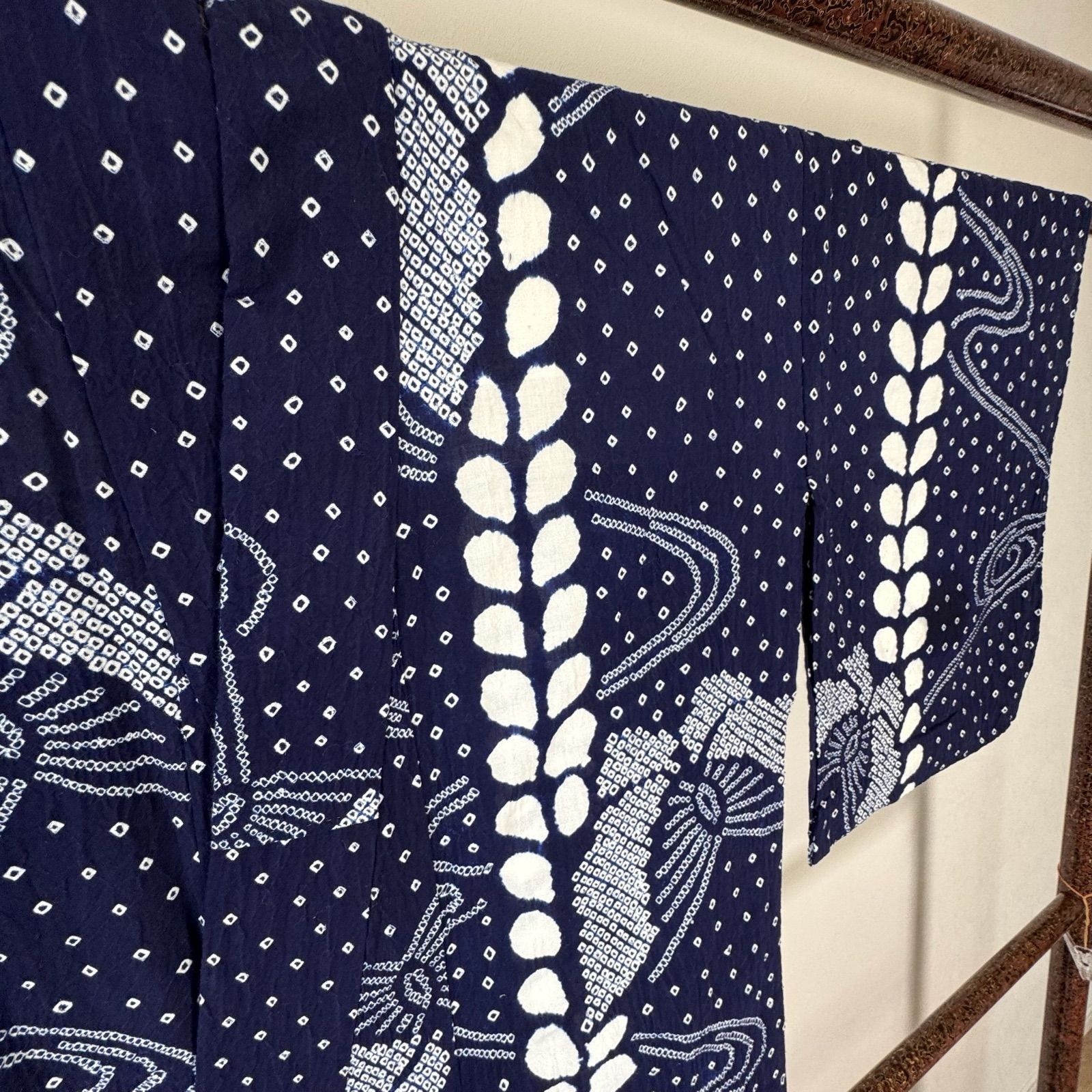 超美品 有松絞り 綿 本染浴衣 総絞り 総手絞り 浴衣 着物 夏物