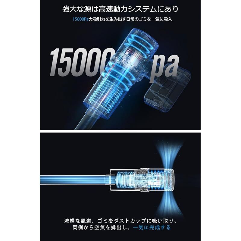 掃除機 コードレス 【2024進級版&15000pa超強力吸引&0.6kg超軽量