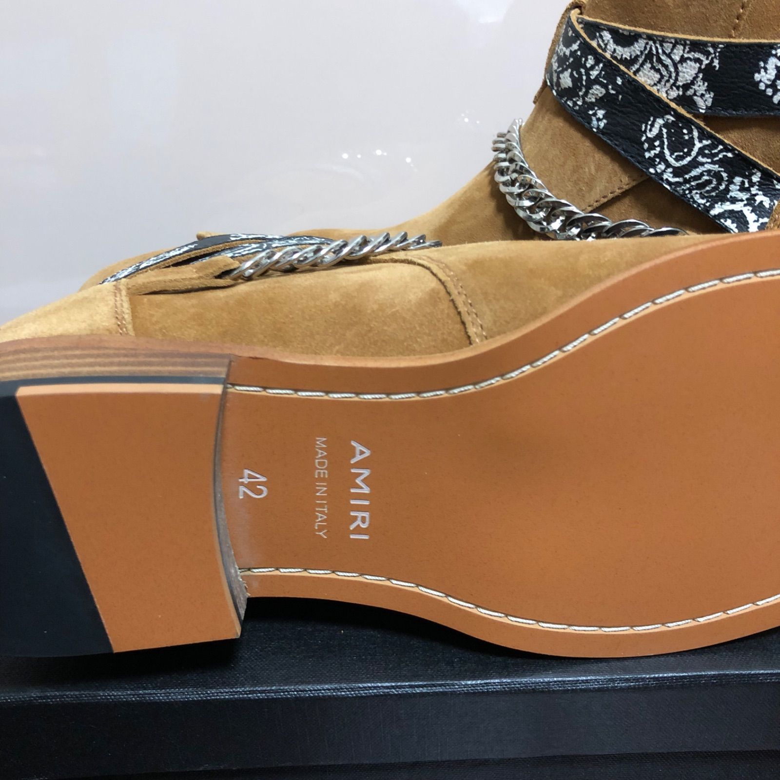 オフシーズンセール✨ アミリ バンダナ ブーツ メンズ amiri ベージュ 