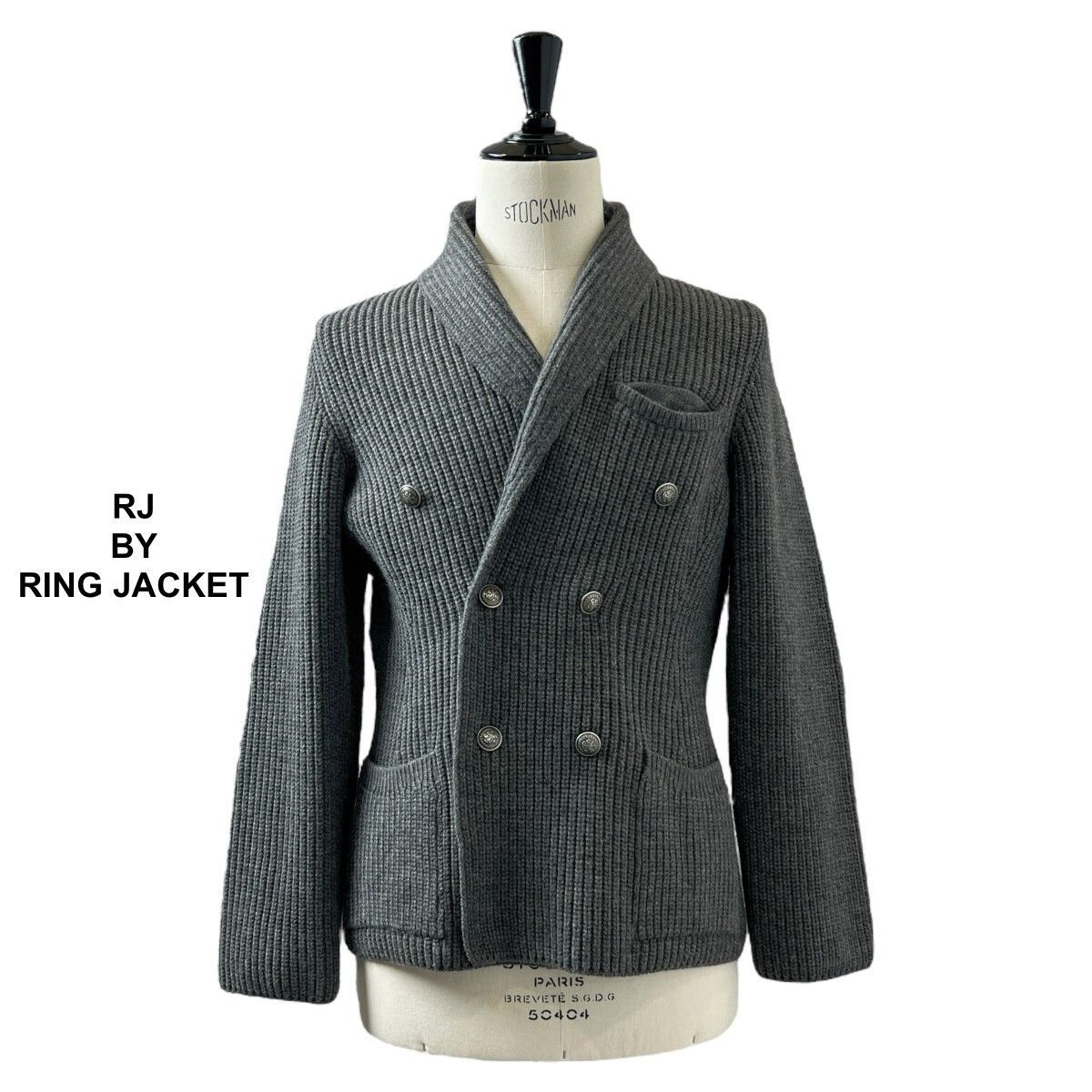 RJ BY RINGJACKET ローゲージ ニットジャケット ダブル メタル釦 RJ BY RINGJACKET ローゲージ ニットジャケット ダブル メタル釦