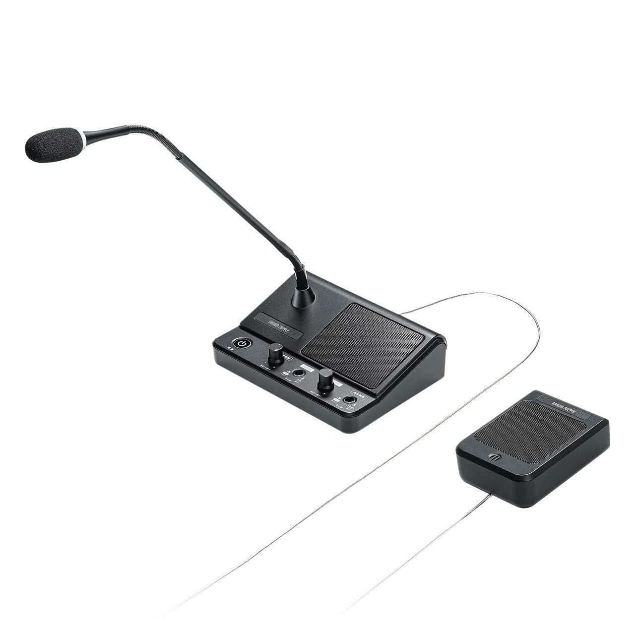 サンワダイレクト 窓口マイクスピーカー ハンズフリー 音量調節 ケーブル長4m ブラック 400-MCIP002 1個