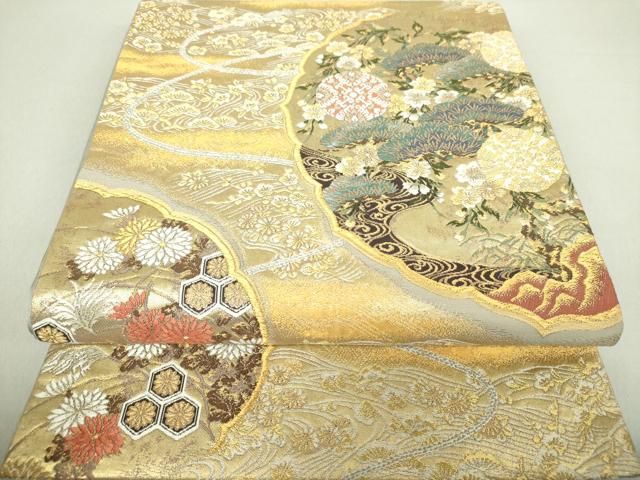 平和屋着物○西陣の名門 加納幸謹製 六通柄袋帯 箔霜