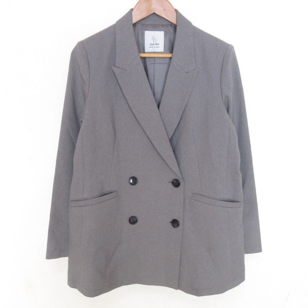 22AW STYLE DELI スタイルデリ センターベント テーラードダブルジャケット M グレー レディース 古着