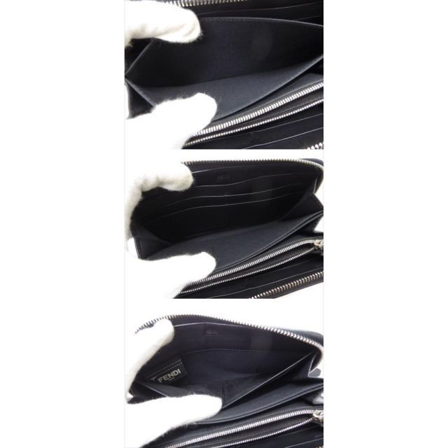 美品　フェンディ　長財布　バグズアイ　モンスター　ラウンドファスナー　黒 FENDI フェンディ モンスター バグズアイラウンドファスナー 長財布