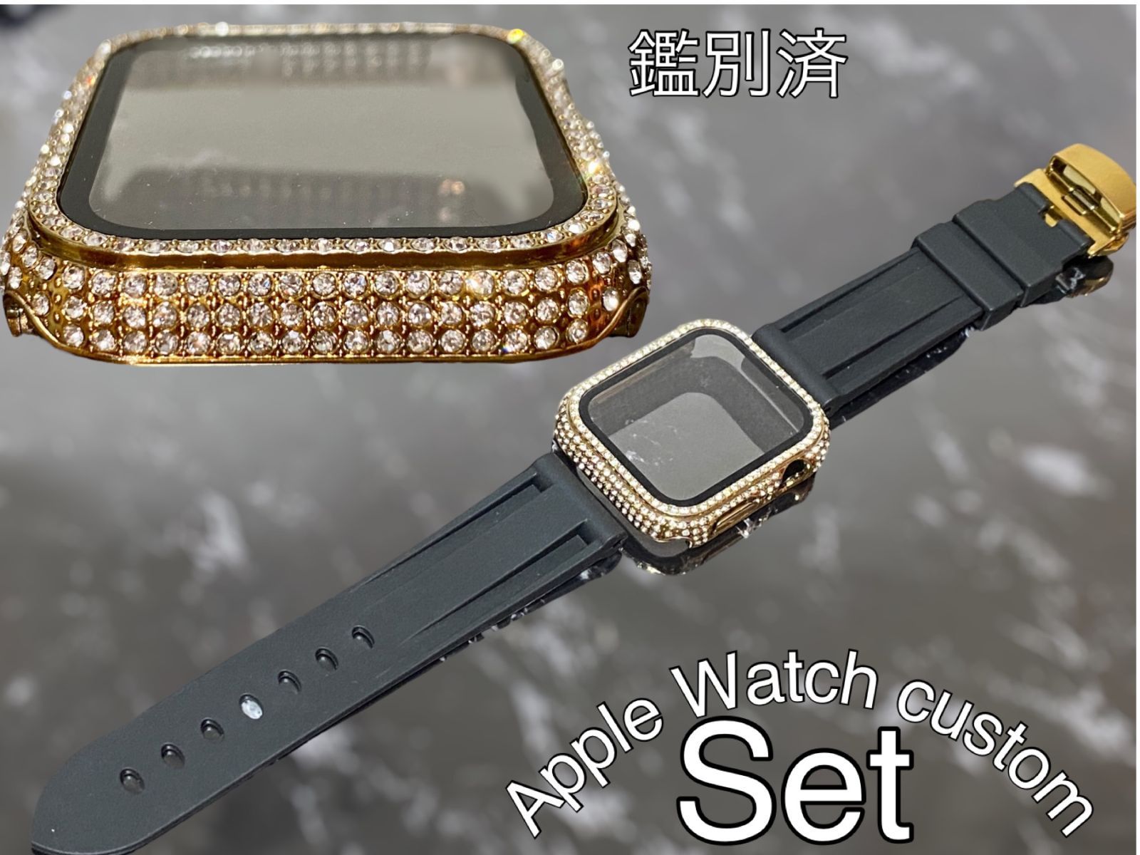 ゴールド ブラック アップルウォッチ ケースカバーApple Watch. Dラバーベルト ラバーバンド キラキラカバー ケース 鑑別済み