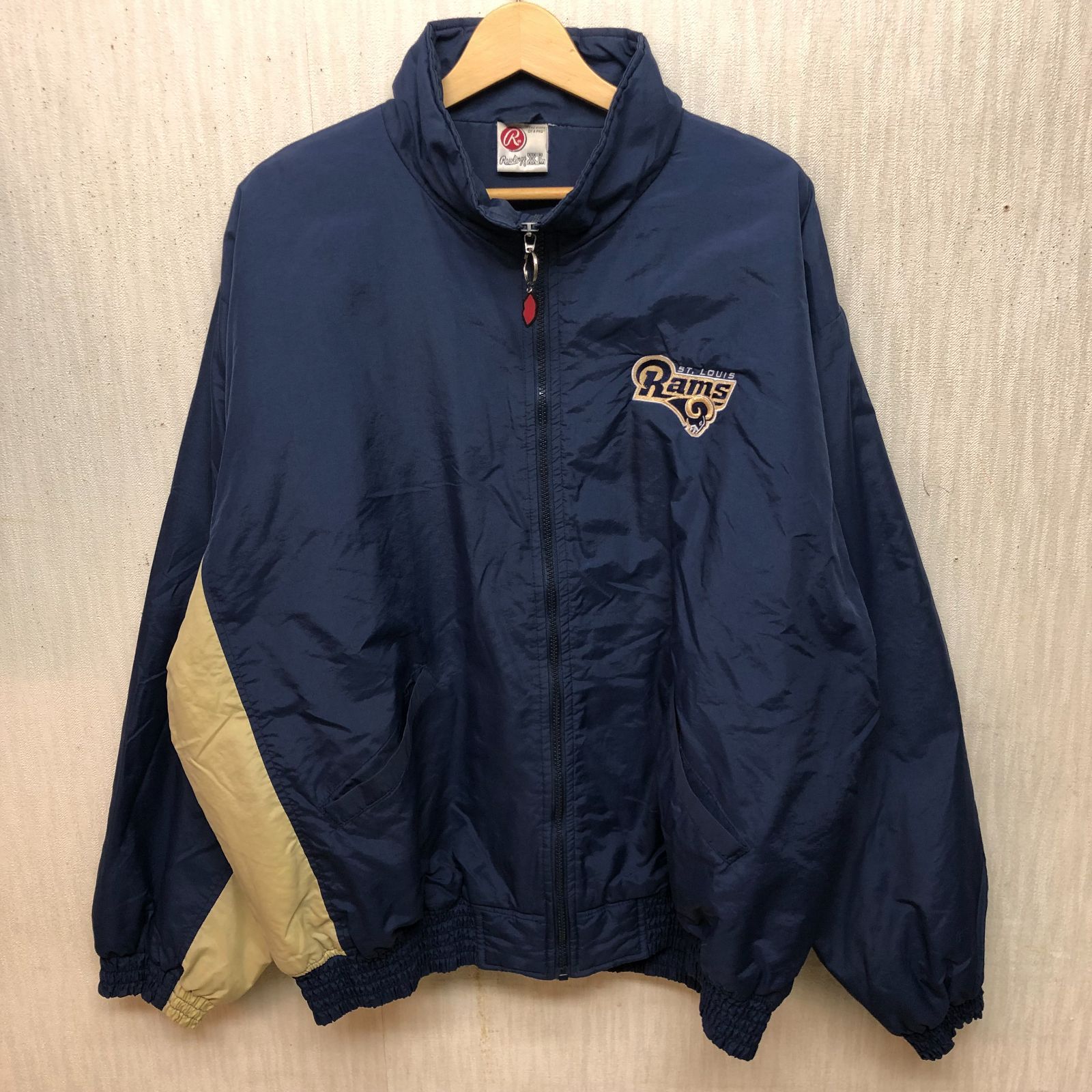 Rawlings 内側キルティング  ナイロンブルゾン Rums ST.LOVIS メンズXL ネイビー