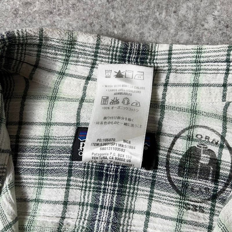11年製 Patagonia チェック オーガニック コットン 長袖 シアサッカー 