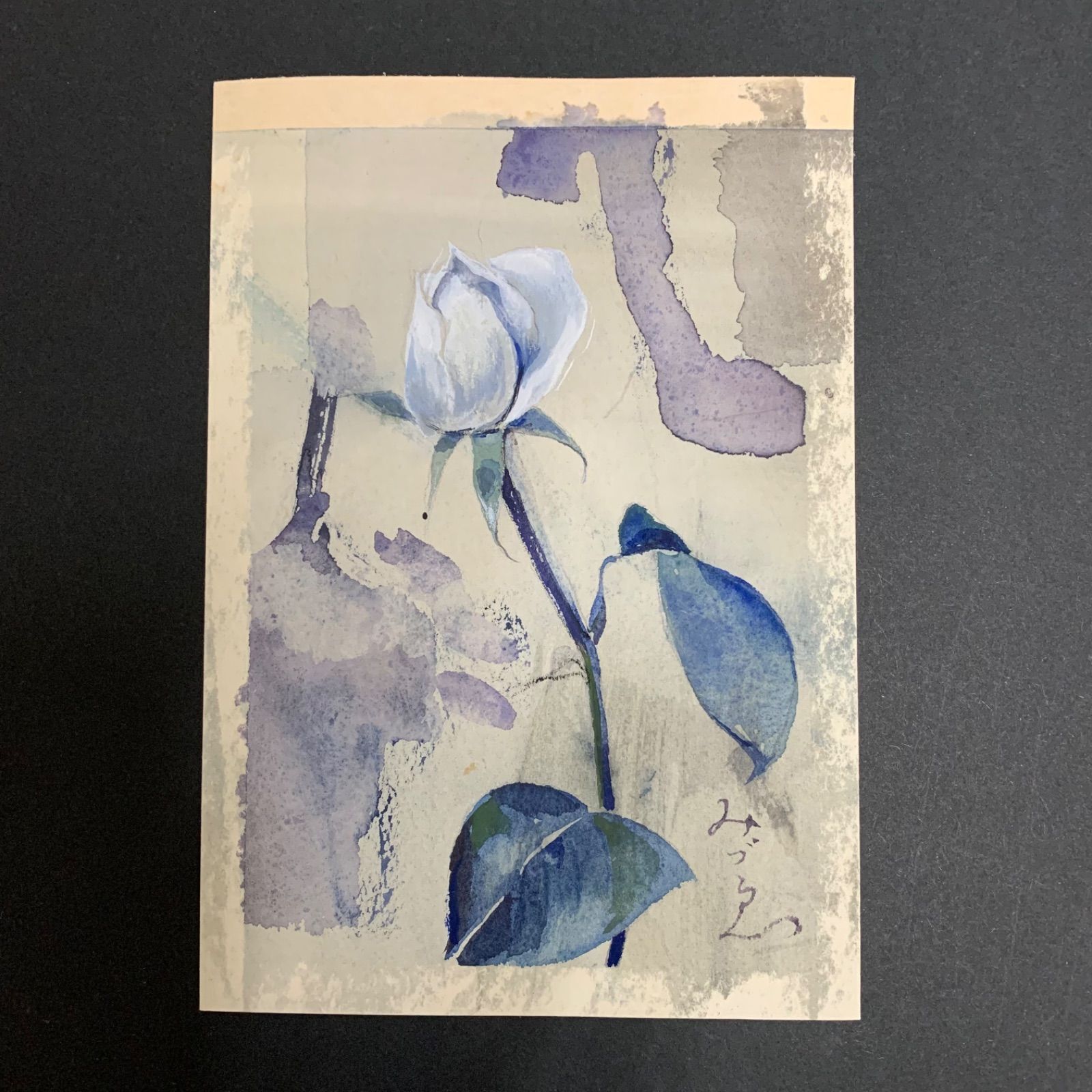 白いバラ 水彩画