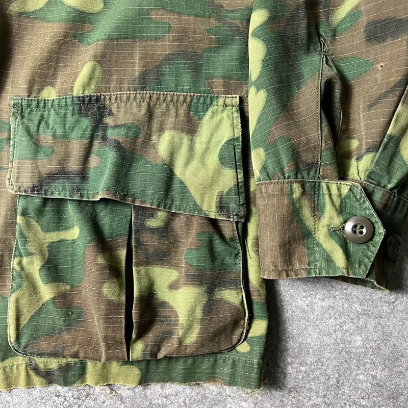 60s US ARMY 米軍実物 4th ERDL グリーンリーフ カモ ジャングル