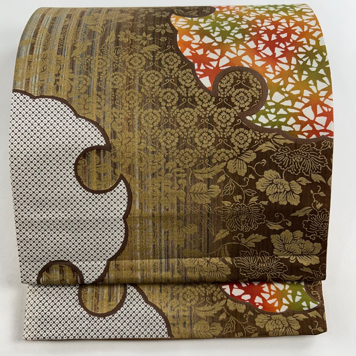 袋帯 美品 秀品 雪輪 草花 金彩 茶色 全通 正絹 【中古】 - メルカリ