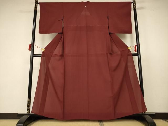 平和屋着物＊夏物 色無地 変わり絽 海老茶色 松坂屋扱い 正絹 ♥ AABC3438jd