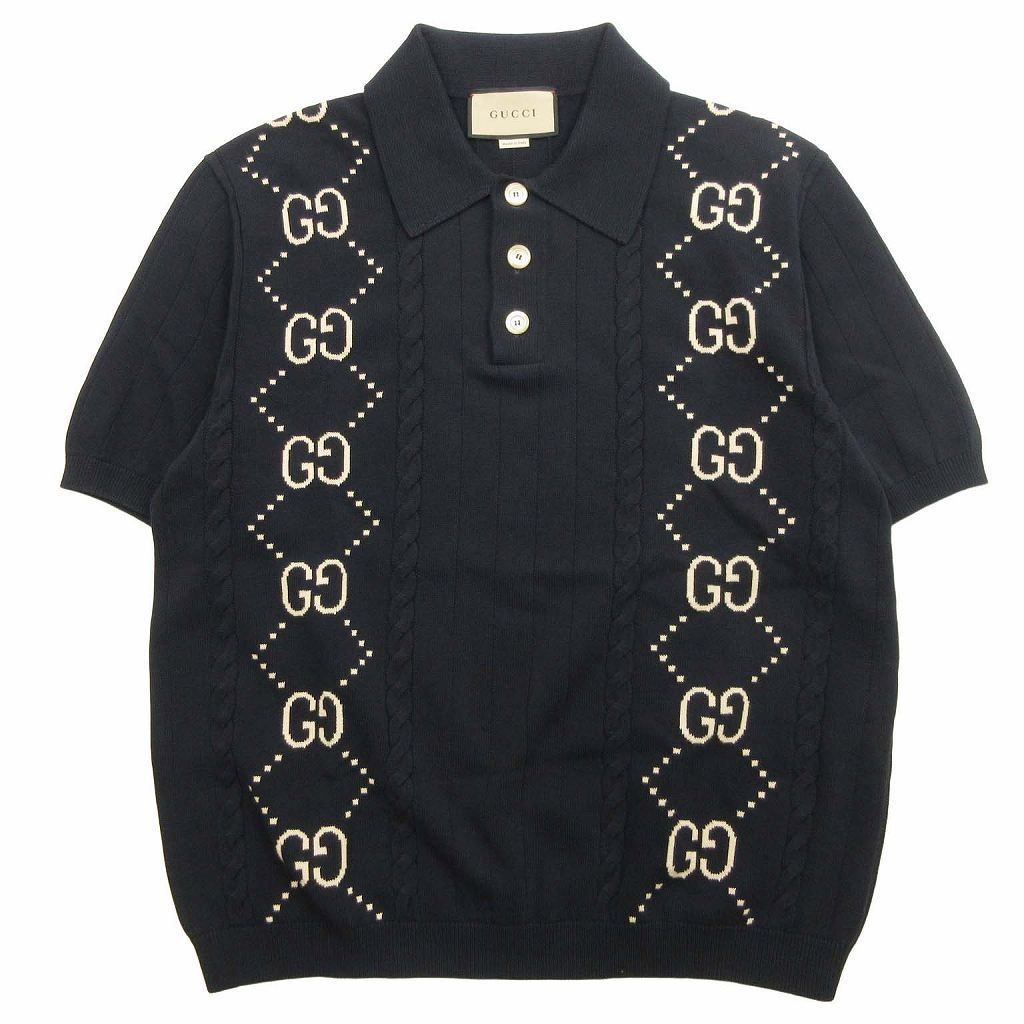 GUCCI グッチGG ニット ポロシャツ半袖トップスL コットン