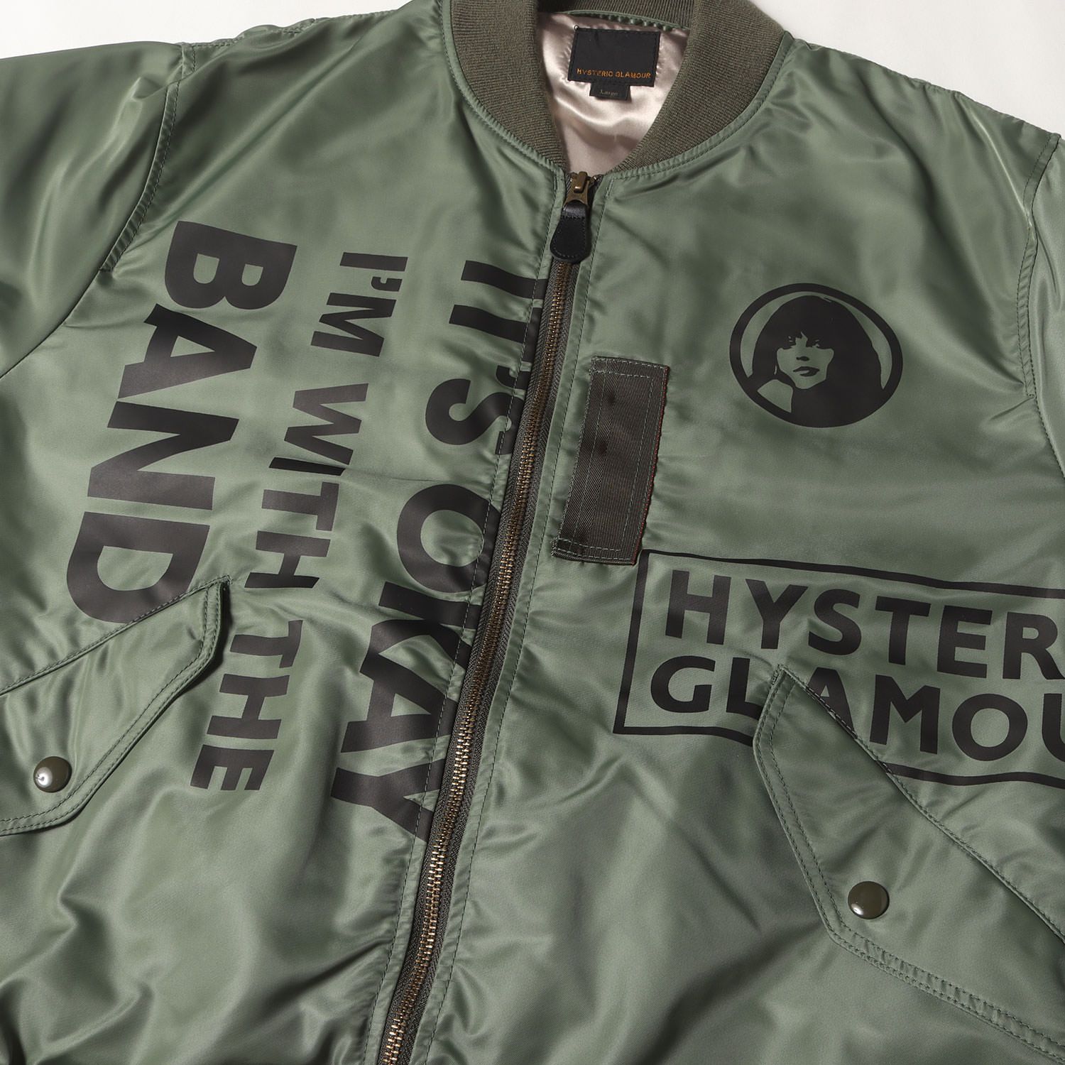 HYSTERIC GLAMOUR ヒステリックグラマー ジャケット カーキ サイズ L LOGO SCRATCH MA-1 ジャケット 02193AB07 アウター ブルゾン 上着 メンズ KANDAIZUMI_COM