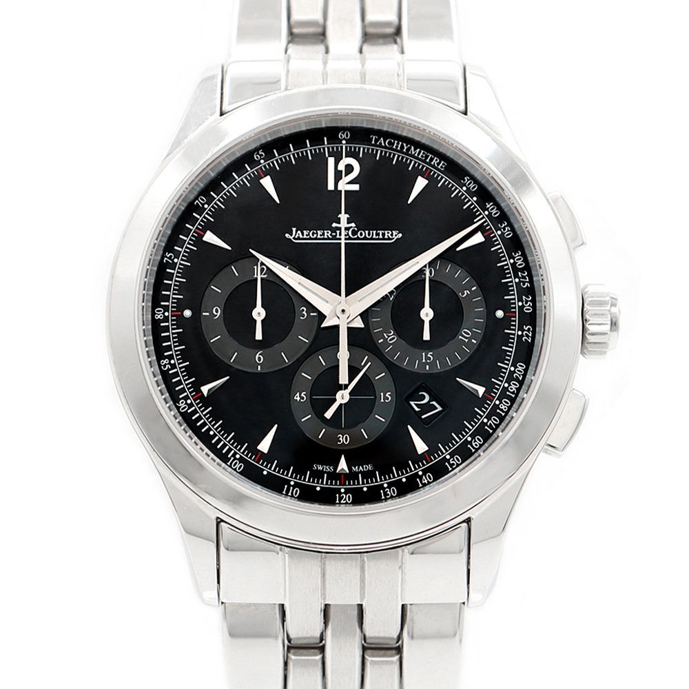 内部点検済 JAEGER LECOULTRE ジャガールクルト マスタークロノグラフ 1748.C1/Q1538171 デイト 黒 ブラック SS ステンレス メンズ 自動巻き【6ヶ月保証】【腕時計】【中古】