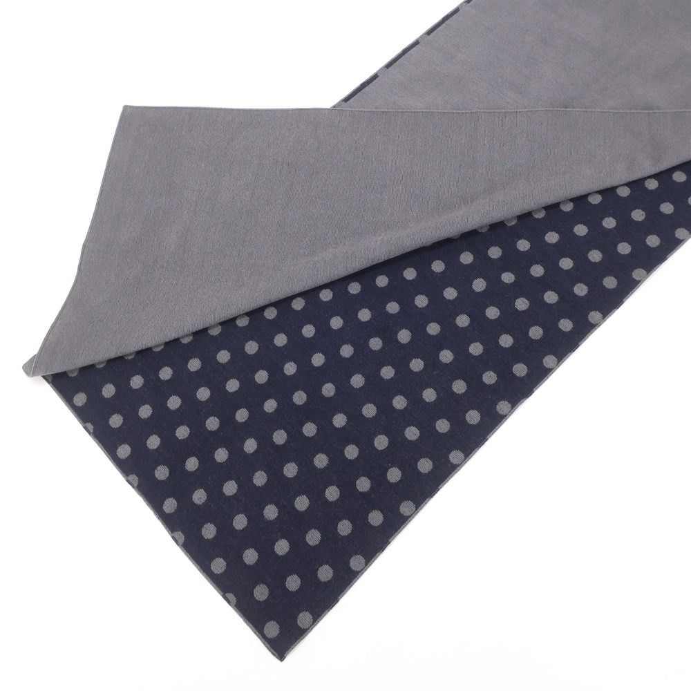 【中古】シンプリシテェ Simplicite コットンウール ダブルフェイス ドット柄 マフラー グレーxネイビー【メンズ】-2