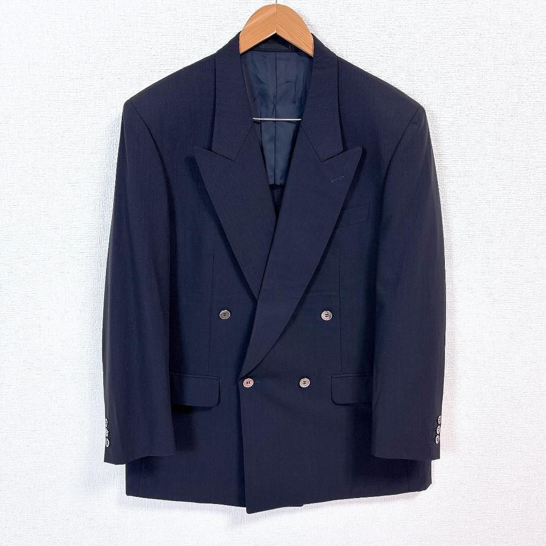 美品】 LANVIN ダブルスーツセットアップ R52-47 ネイビー 無地 - メルカリ