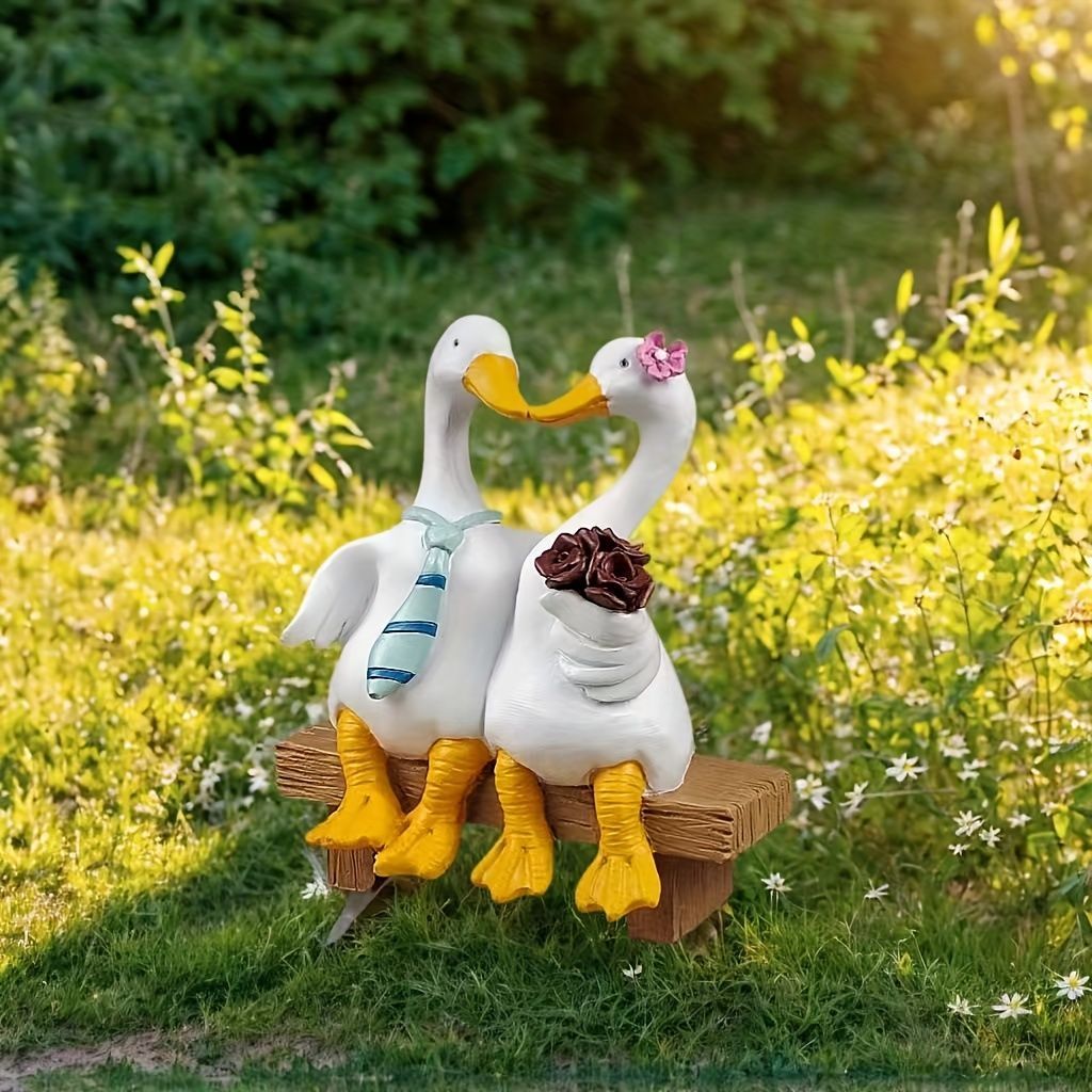 オブジェ 置物 ガーデンオーナメント 3羽のアヒル あひる 緑