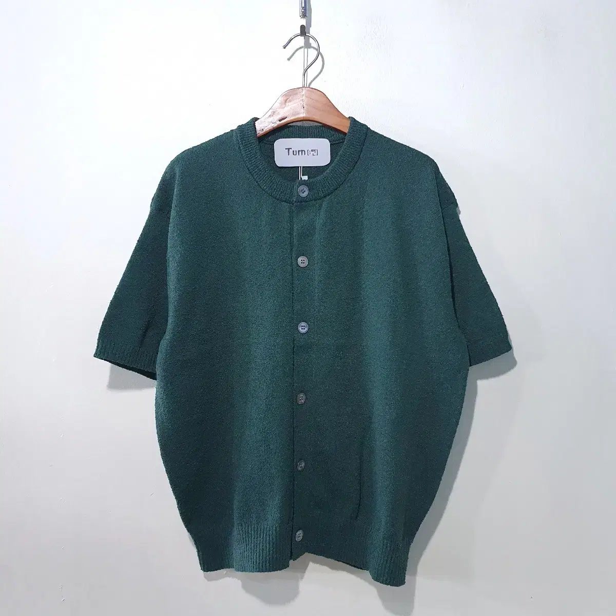 SS (新規) ベロン ラウンド 半袖 カーディガン 6color L XL