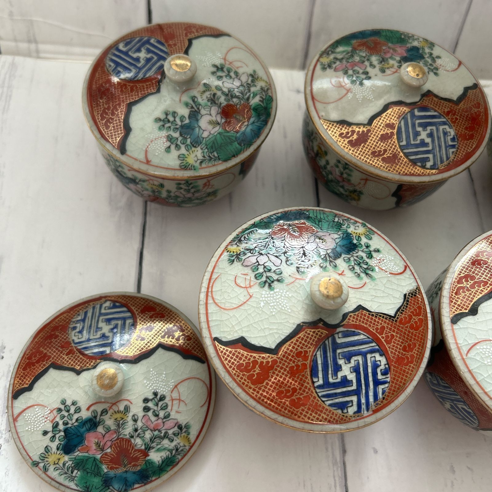 九谷焼 九谷庄三 蓋付茶器揃 急須 湯呑み 4客セット 金彩 色絵
