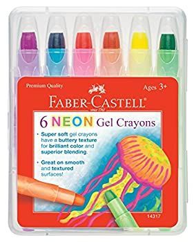 (6 Count - Neon Colors) - Faber-Castell Children's Neon Gel Crayon