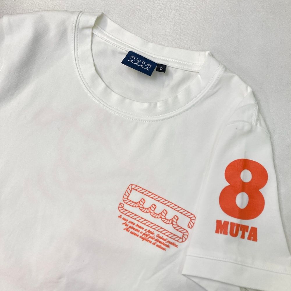 ムータマリン　半袖tシャツ　カットソー　ホワイト　金ロゴ　サイズ0 ムータマリン 半袖tシャツ カットソー ホワイト 金ロゴ サイズ0