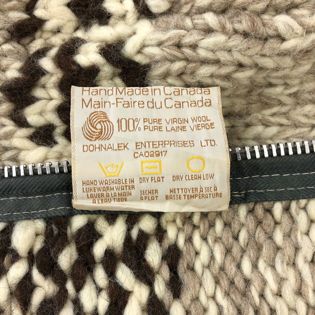 90年代 カナダ製 TUAK ハンドメイド ウール カウチン セーター 総柄