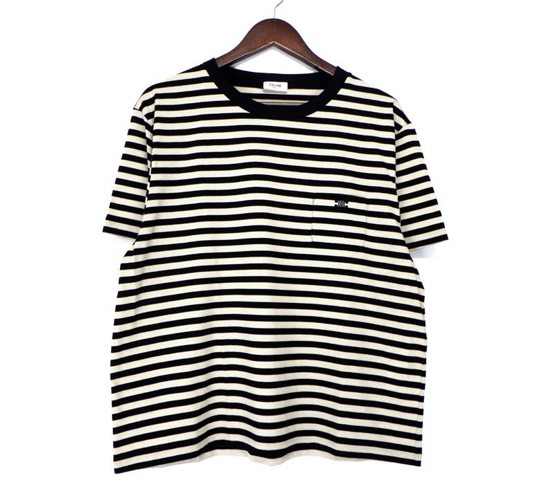 TRIOMPHE★CELINE★ストライプ ニットT シャツ 人気【CELINE】Triomphe ストライプ コットン Tシャツ
