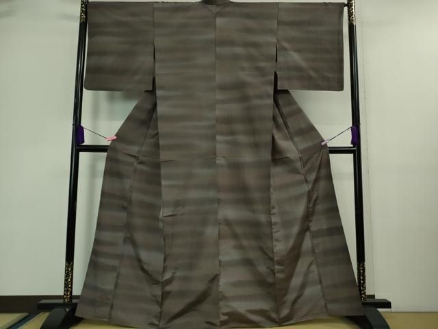 平和屋着物 上 紬 単衣 横段文 DZAA9661kh5