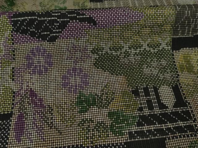 平和屋着物○本場大島紬 一元7マルキ 色紙重ね文 黒地 正絹 逸品 未