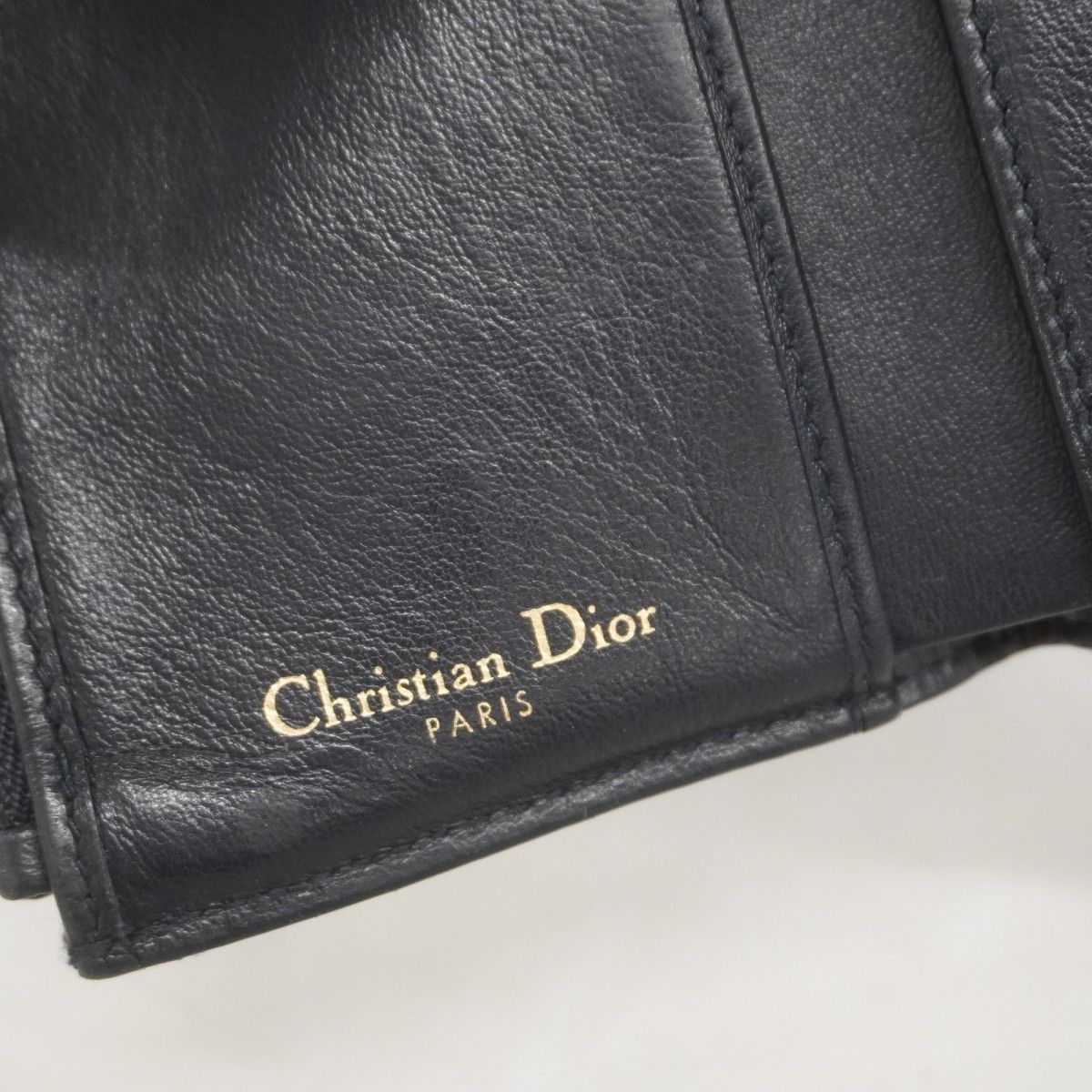 DIOR 三つ折り財布 トロッター柄 ネイビー レディース Christian Dior トロッター柄 三つ折り財布 ネイビー | Petit