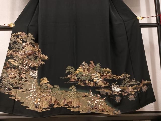 平和屋着物□豪華黒留袖 友禅 作家物 風景文 松竹梅 正絹 逸品 DAAR3431zy