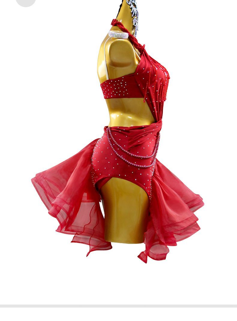 ニット 2025 感 社交ダンス ドレス レディース 競技用 舞台衣装 ステージ 演出服 パーティー 発表会 ラテン サンバ ルンバ チャチャ ワルツ タンゴ ダンスウェア F-02