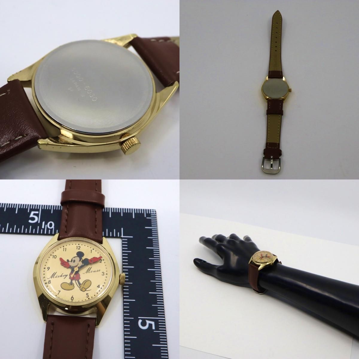 ミッキーマウス 腕時計 手巻き 5000-6030 ゴールド　ベルト新品 稼働品 箱付 ディズニー ミッキーマウス 腕時計 メンズ 手巻き 5000
