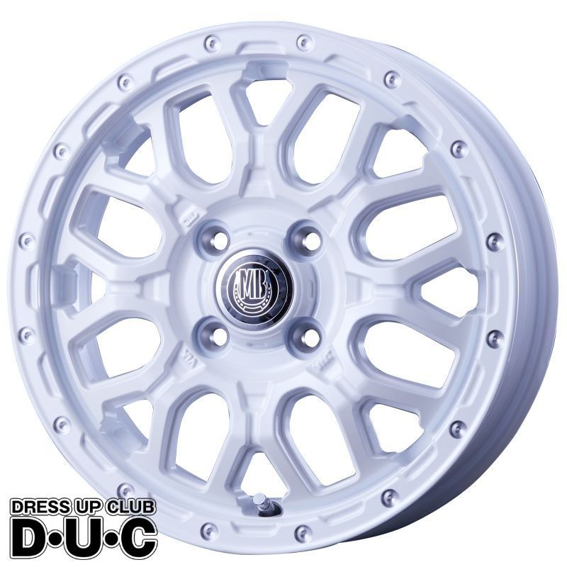 12インチアルミホイール 4本セット 軽トラ 軽バン 個人宅配送不可 MUD BAHN XR-800M PWH PP パールホワイト ピアスポリッシュ 12-4.0 12-4.00B