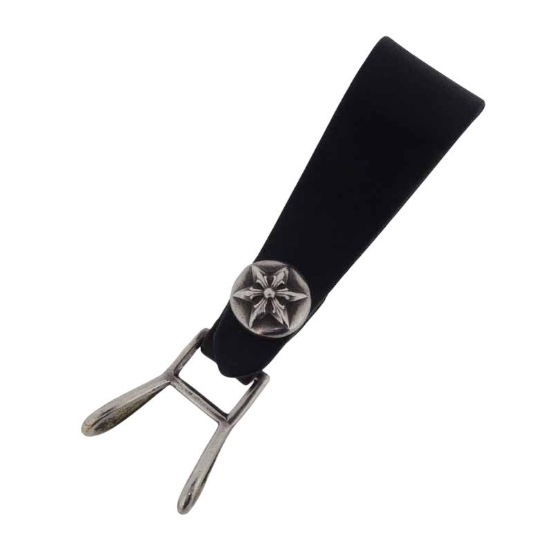 クロムハーツ CHROME HEARTS BELT LOOP スターボール ボタン レザー ベルト ループ ブラック×シルバー サイズ ユニセックス表記なし