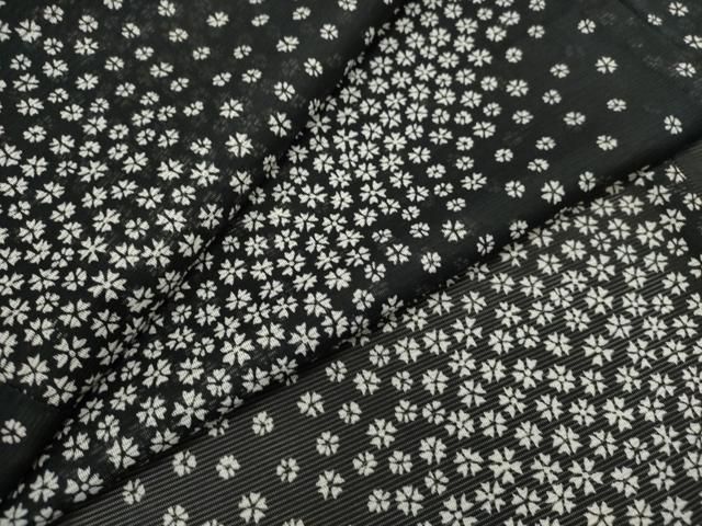 平和屋着物▽小紋 単衣 市松草花文 洗える着物 CAAW2808ut