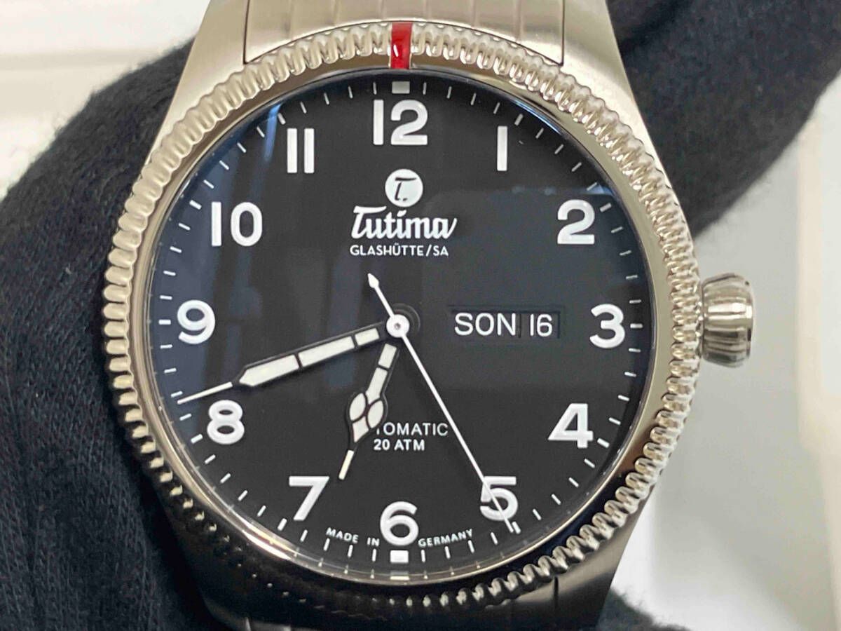 TUTIMA グランドフリーガー 6102-02 チュチマ 自動巻き腕時計 文字盤黒 SSブレス 裏蓋スケルトン 25石
