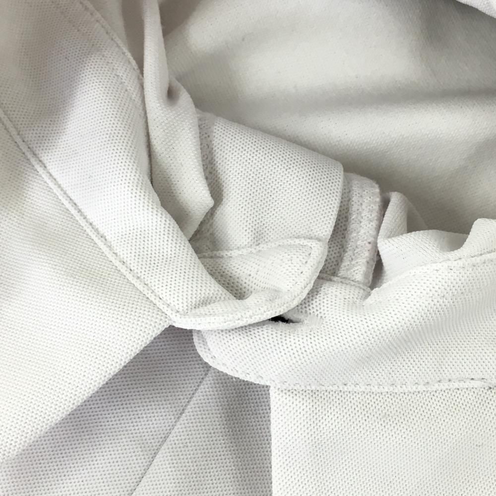 【デサントゴルフ】人気ブラックライン×ロゴネーム 長袖ゴルフポロシャツM 白 DESCENTE ゴルフ デサントゴルフ - 長袖ポロシャツ -デサント