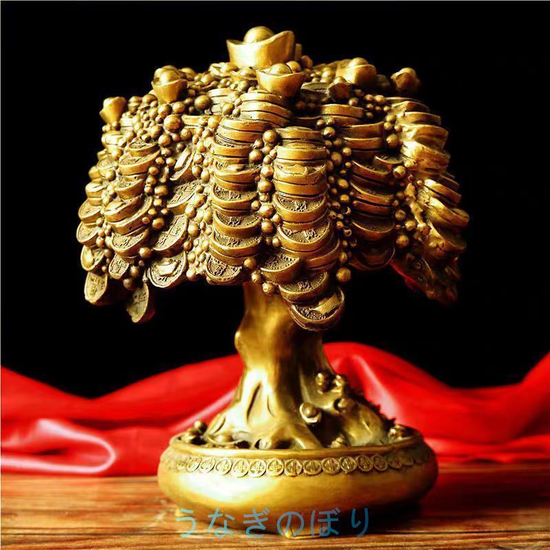 招財樹 純銅の金のなる木の置物