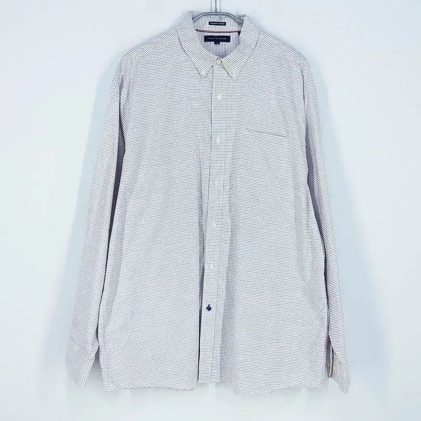 【新作入荷，送料無料】Tommy Hilfiger(トミーヒルフィガー) メンズ レギュラーフィット チェック シャツ 白 （ HU38611 ） 長袖シャツ