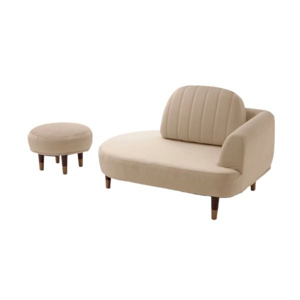 コンパクト ソファー 約幅104cm ベージュ オットマン付き ポケットコイル スチールパイプ 脚付き リビング ダイニング