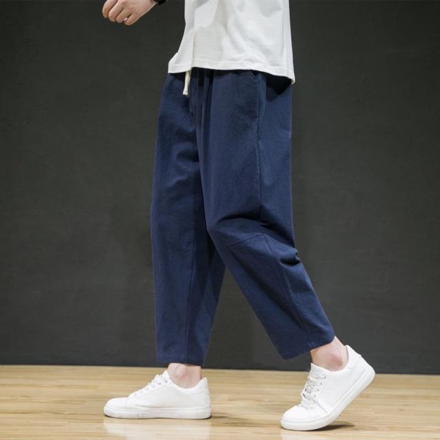 種類8：3XL/E：ライトグレー  メンズ ファッション 服 男性用 オシャレ シンプル 大人 かっこいい 大きいサイズ ストリート 紳士服 リネン パンツ 夏 薄手 ワイド レッグ 九分丈 綿麻 通気性 