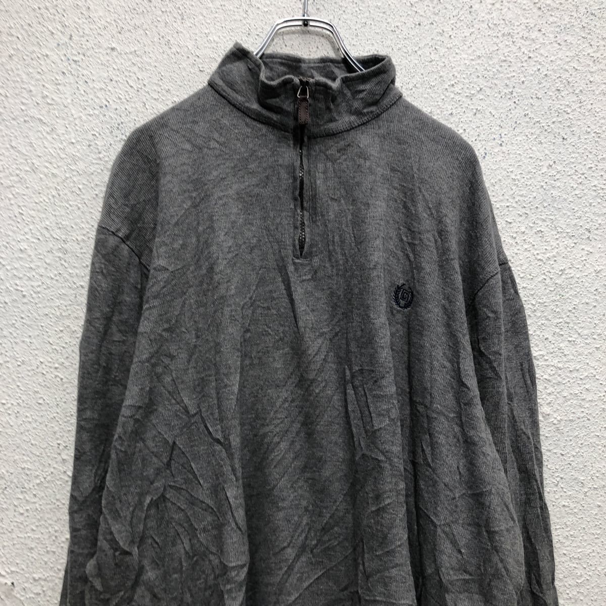 CHAPS ハーフジップ ロゴ スウェット トレーナー XL グレー