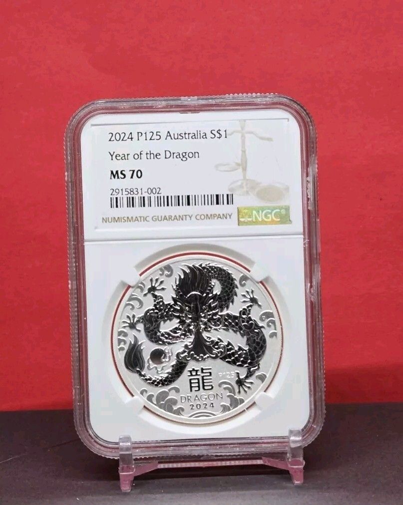 2025 ATRALIA $1 - YEAR OF DRAGON LUNAR SERIES 3 - NGC MS70 - .9999 SILVER COIN