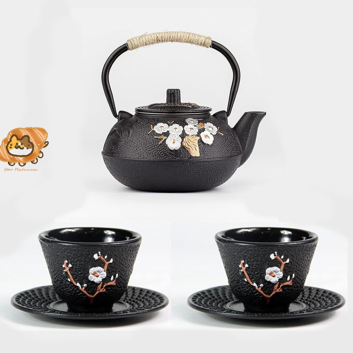 南部鉄器 急須 鉄瓶 鉄器 鉄のやかん 鋳鉄 お茶用沸騰水 鉄ティーポット 家庭用鉄ケトル ティーポット 茶道具 鉄分補給 直火 ih対応 統工芸品 カボチャの形をしたケトル カップ付き 600ML