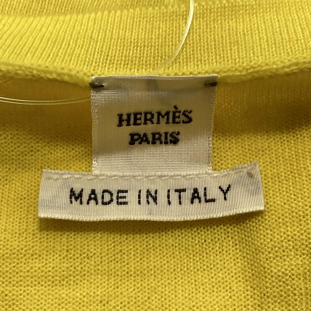 HERMES エルメス 半袖セーター サイズ38 M レディース - イエロー カシミヤ